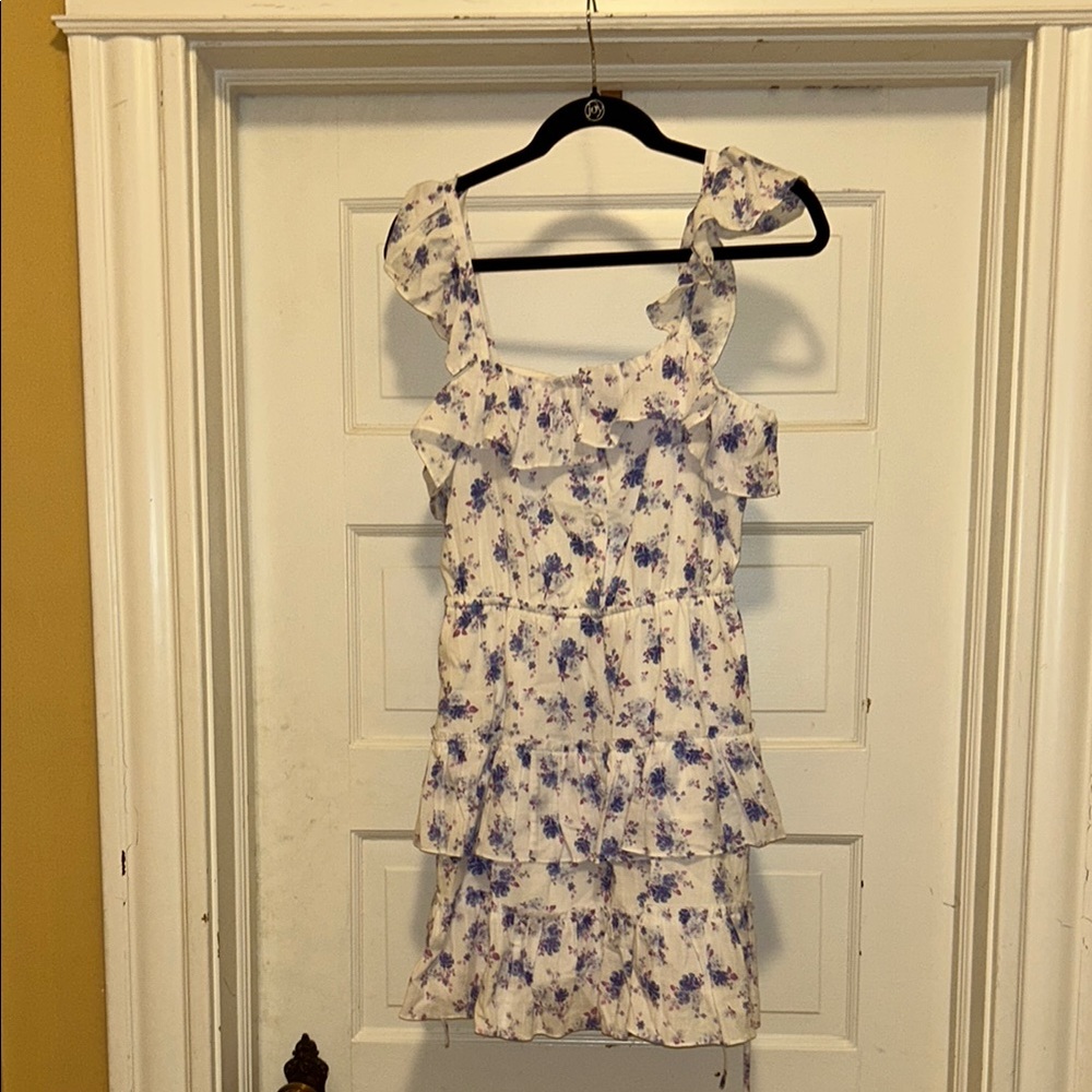 LoveShackFancy White and Purple Sundress Sleeveless Resort Wear